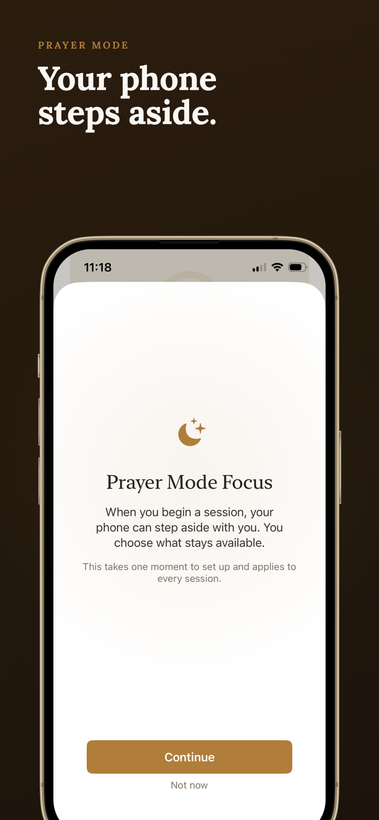 Sacred Circles Prayer Mode Focus setup screen